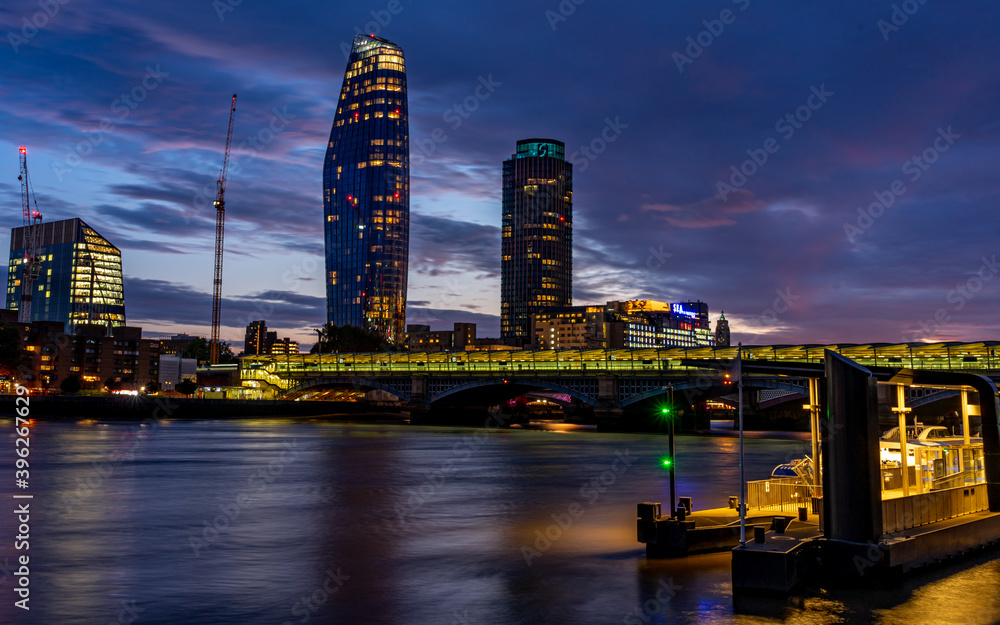 city skyline at night