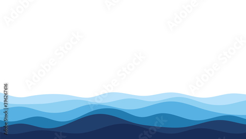 Blue river ocean wave layer vector background illustration.