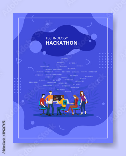 technology hackathon people sitting on chair meeting discussion for template of banners, flyer, books cover, magazines