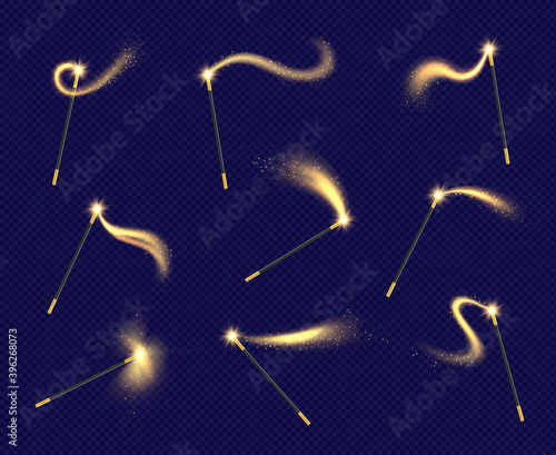Magic lights. Performance magician sparkles wizzard effects collection light shapes realistic vector. Magician shimmer power, game mysterious glowing illustration