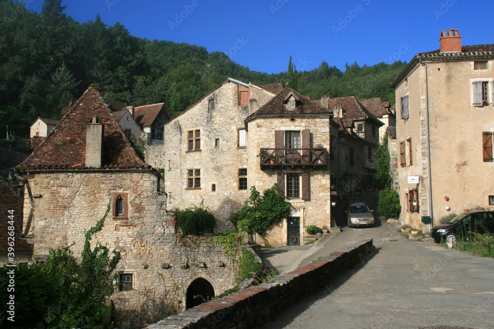 medieval houses and street in saint-cirq-la-popie (france) medieval houses and street in saint-cirq-la-popie (france)