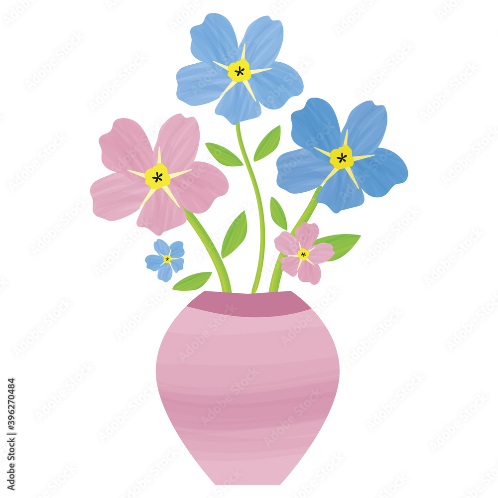 Vase of floral isolated illustration. Painterly