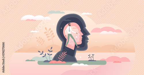 Inner world and psychological mental feeling research tiny person concept