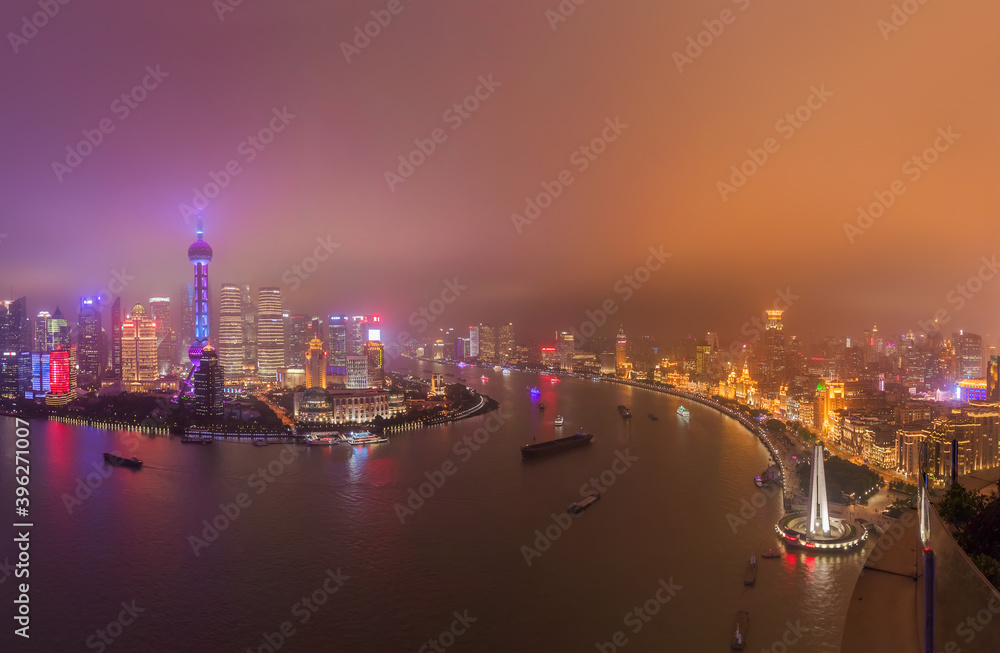 Obraz premium A night view of the Shanghai China