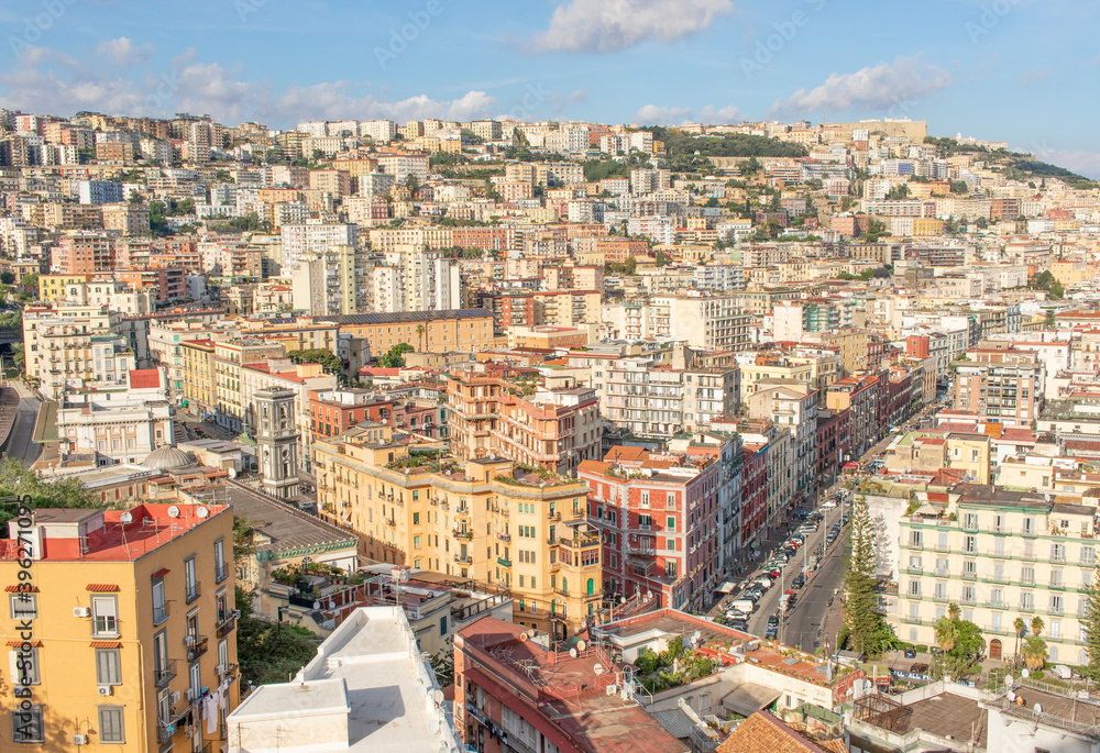 Naples, Italy - one of the historical districts in Naples, Chiaia displays a wonderful architecture and luxury residences. Here the district seen from Posillipo 