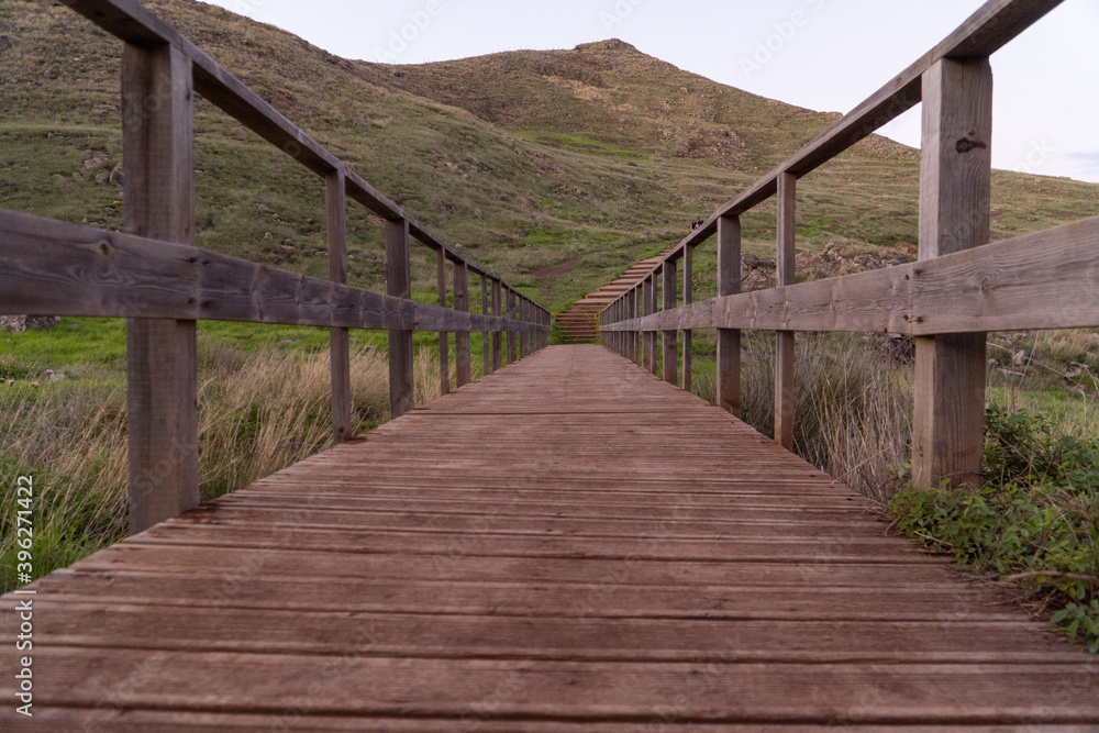 The bridge on Ponta de São Lourenço, Madeira during a calm day. The bridge on Ponta de São Lourenço, Madeira during a calm day.
