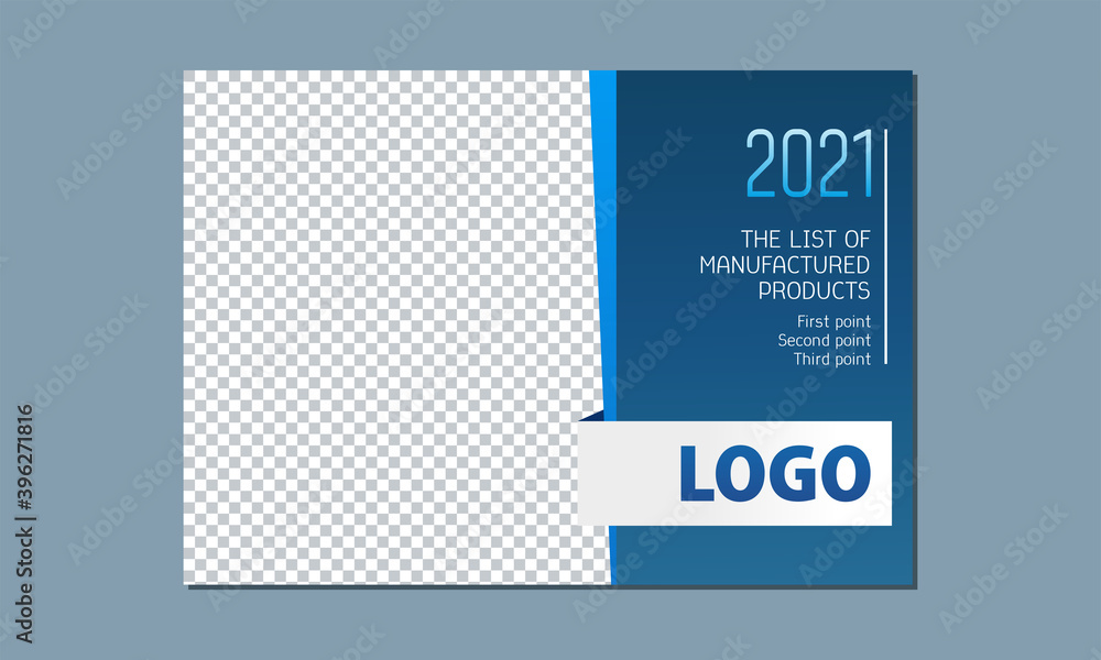 Template for design, vector illustration, for customer photo. Business calendar 2026, cover, price, catalog. Colors: blue, white, gray, black. Template for design, vector illustration, for customer photo. Business calendar 2026, cover, price, catalog. Colors: blue, white, gray, black.