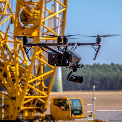 Wallpaper Mural drone flies for inspection on a construction site Torontodigital.ca