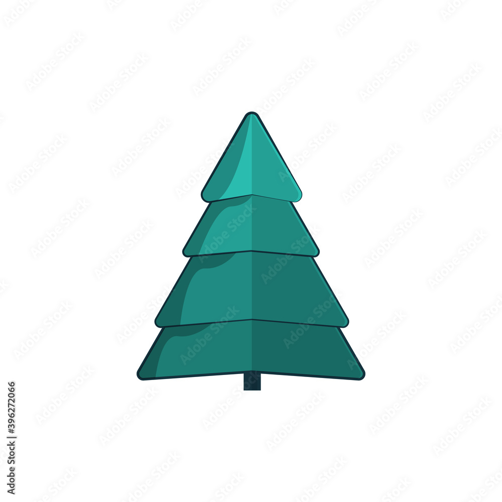 Fototapeta premium Christmas Tree Icon Vector Flat Background