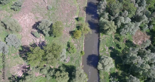 The aerial view of the oxbow lake of the Mura River photo