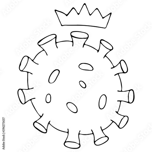 coronavirus, covid-19, funny virus with a crown on its head, security measures and individual protection against viruses, pandemic and quarantine