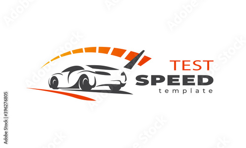 Test speed Car silhouette speedometer logo white background color