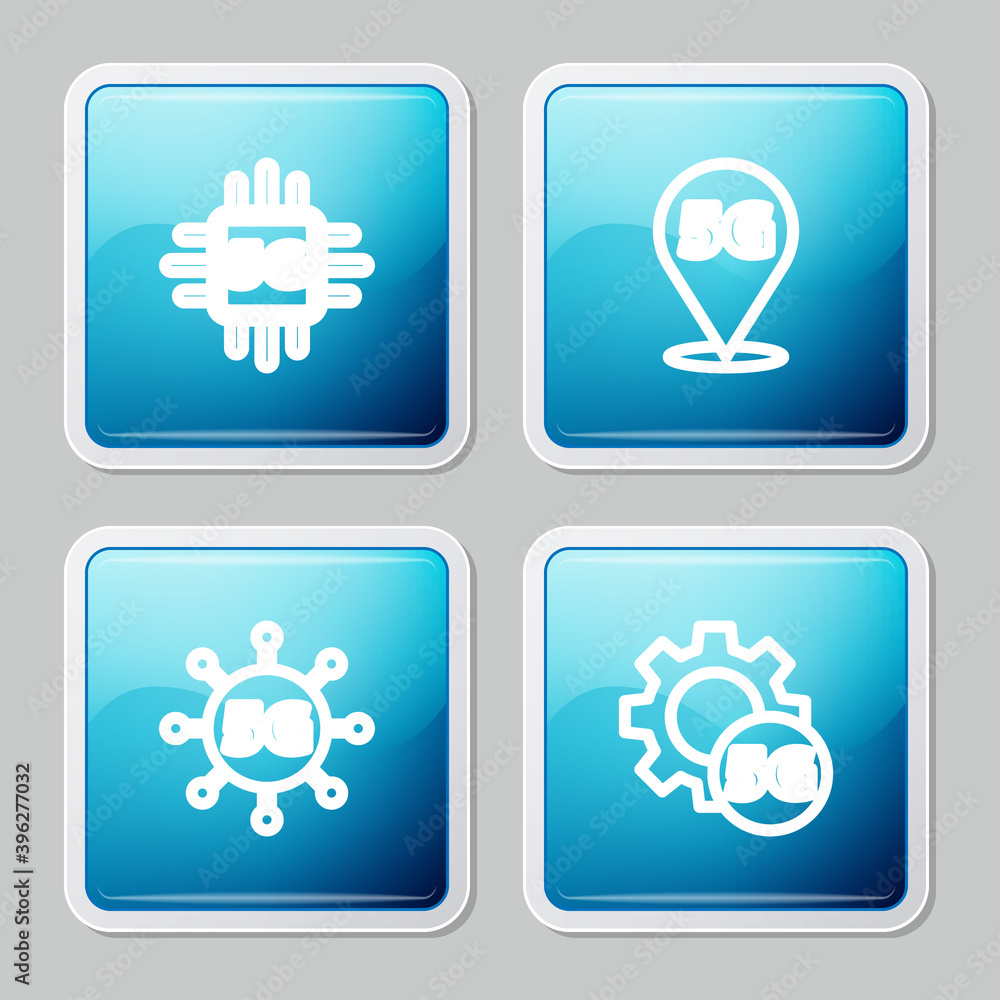 Set line Processor 5G, Location network, and Setting icon. Vector. Set line Processor 5G, Location network, and Setting icon. Vector.