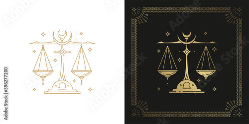 Zodiac libra horoscope sign line art silhouette design vector illustration photo
