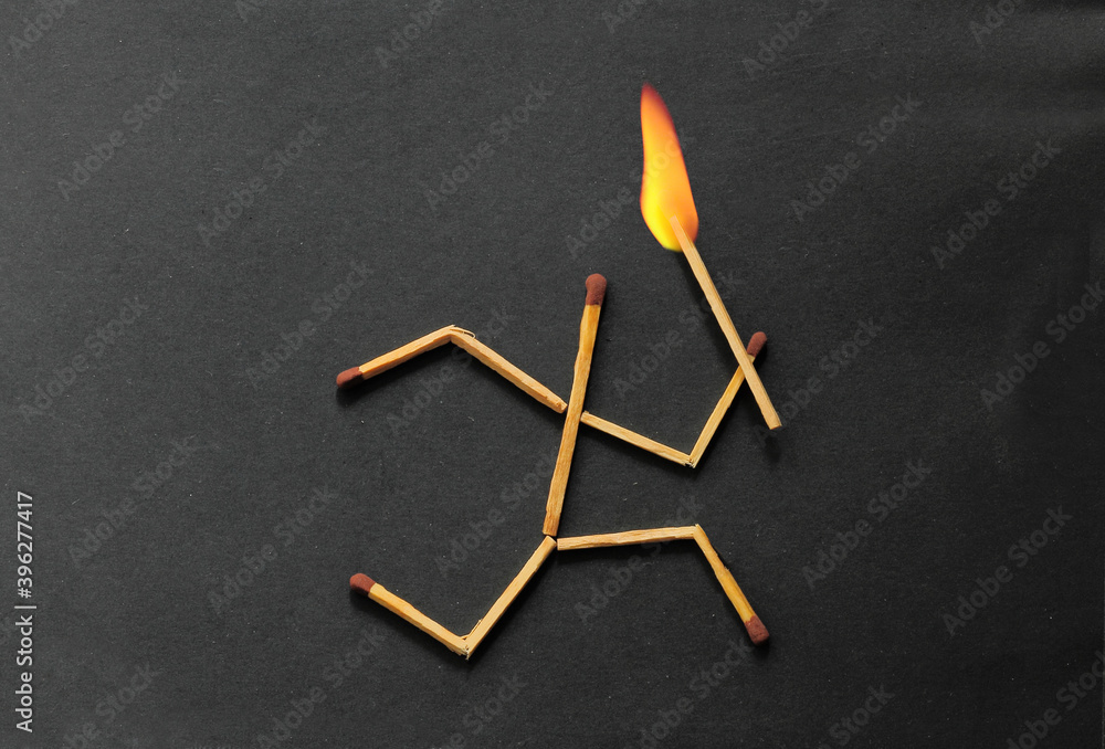 match stick man running with fire on head match stick man running with fire on head