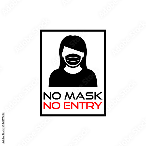 No face mask no entry icon isolated on white background