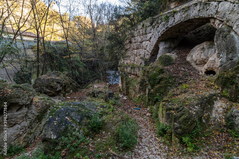 ancient bridge of the bull along the black river of terni