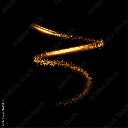 Shiny spiral with magic dust particles vector effect.