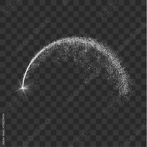 Magical shooting star arc effect with glittering magic dust particles trail.
