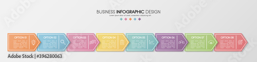 Minimalist infographic template with 8 options. Vector