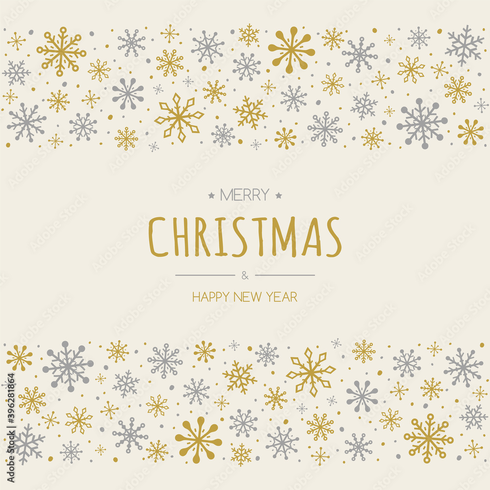 Fototapeta premium Christmas greeting card with hand drawn snowflakes. Vector