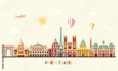 Paris skyline. Colorful vector illustration