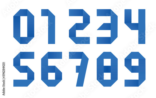 Paper origami numbers. vector illustration