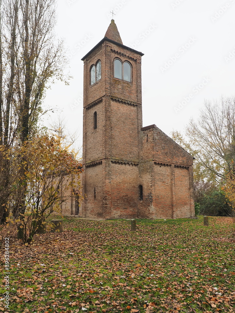 Copparo, Italy. Santa Maria di Savonuzzo Romanesque church, also called Pieve di San Venanzio. It was built in 1344 at the behest of the feudal lord Giovanni da Saletta.