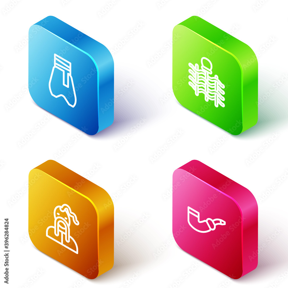 Set Isometric line Cossack pants, Wicker fence, Ukrainian cossack and Smoking pipe icon. Vector. Set Isometric line Cossack pants, Wicker fence, Ukrainian cossack and Smoking pipe icon. Vector.