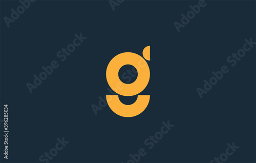 yellow color alphabet small letter g logo design