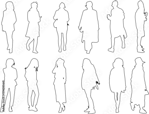 Vector silhouettes of ladies, perfect to include in your Autocad or Photoshop projects, renders, sketches or plans.