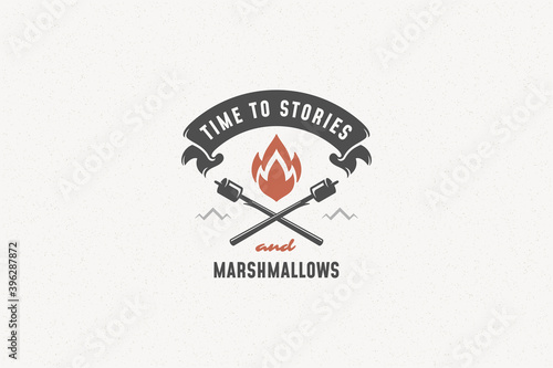 Quote typography with hand drawn campfire symbol for greeting card or poster and other.