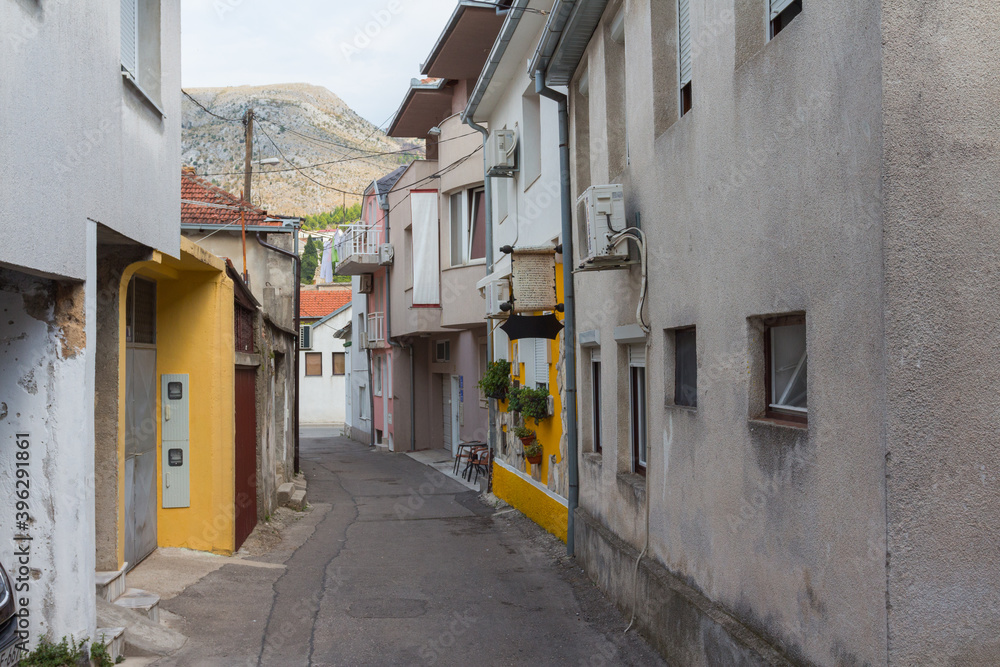 Narrow street in the historic district of Mostar. Bosnia and Herzegovina
