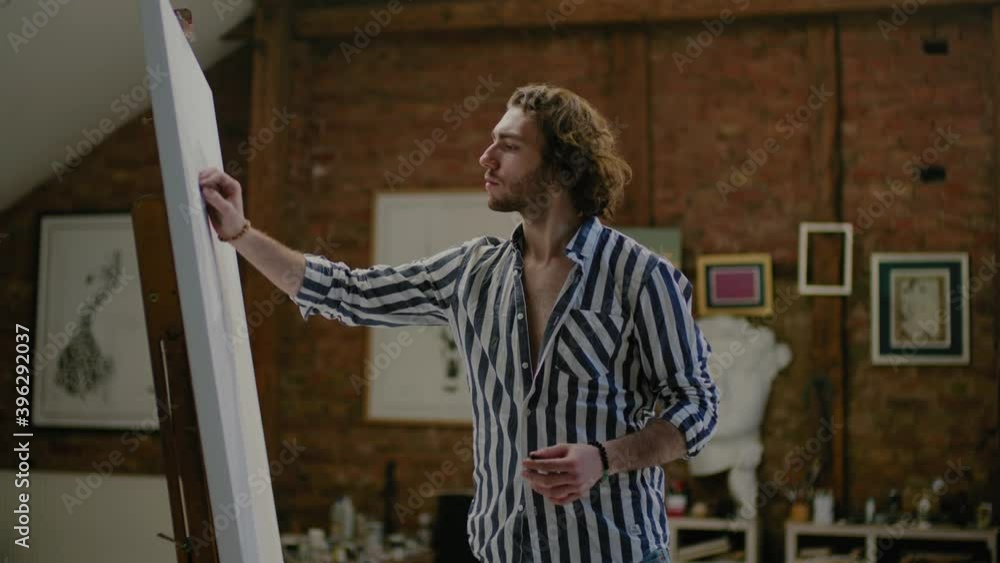 Beautiful Man Draw Picture on Canvas Beautiful Man Draw Picture on Canvas