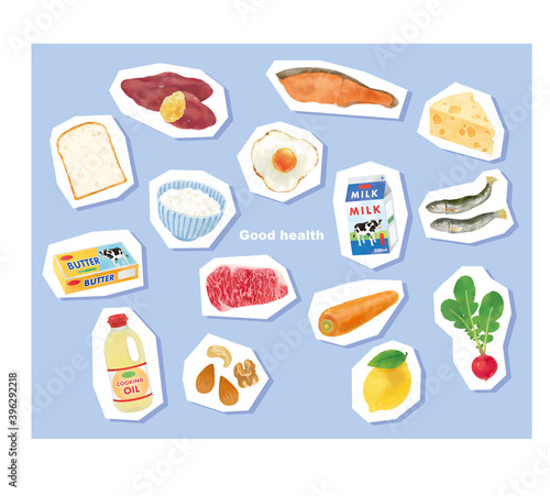 五大栄養素のおしゃれなベクターイラスト
