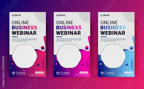 Set of online webinar instagram stories template