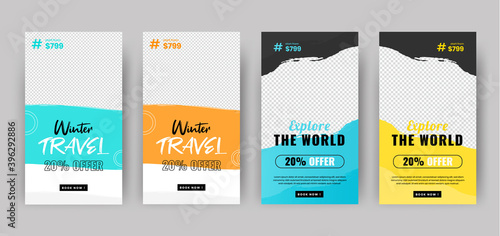 Set of travel instagram stories template