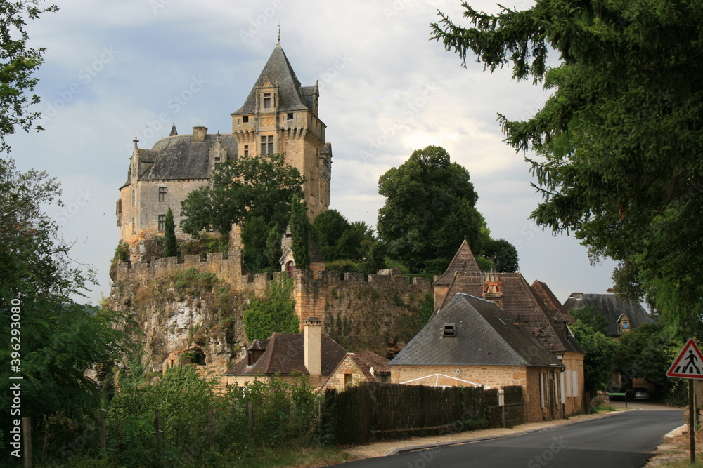 medieval montfort castle and houses in vitrac (france) 