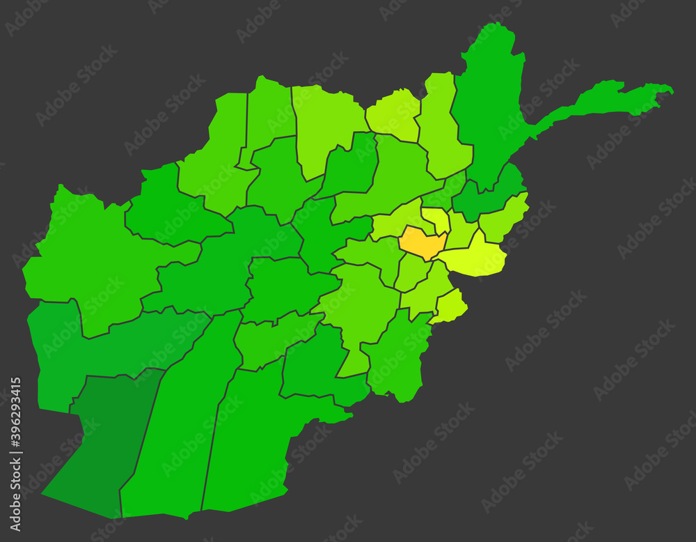 Afghanistan population heat map as color density illustration Afghanistan population heat map as color density illustration