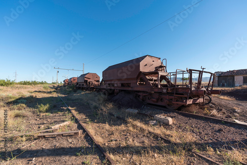 Old train wagons in a station in southern Spain