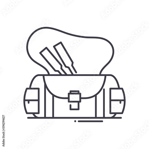 Gym bag icon, linear isolated illustration, thin line vector, web design sign, outline concept symbol with editable stroke on white background.