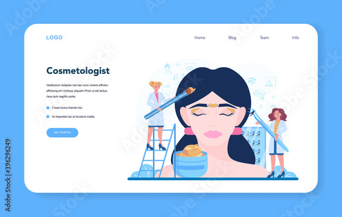 Cosmetologist concept web banner or landing page, skin care