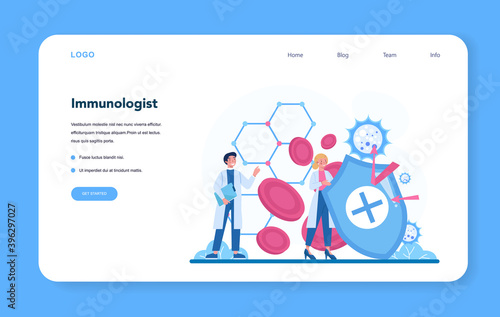 Professional immunologist web banner or landing page. Idea of healthcare