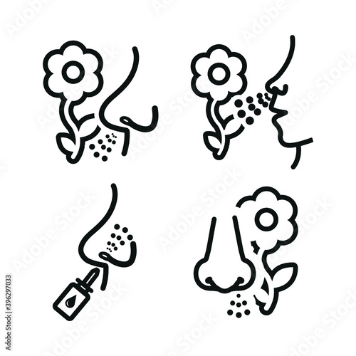 Vector image. Icon of a person with allergies. Pollen allergy image.
