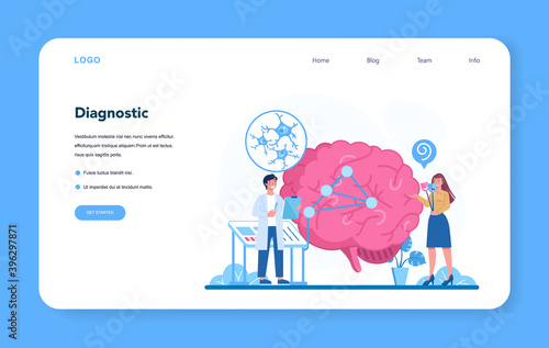 Psychiatrist web banner or landing page. Mental health diagnostic