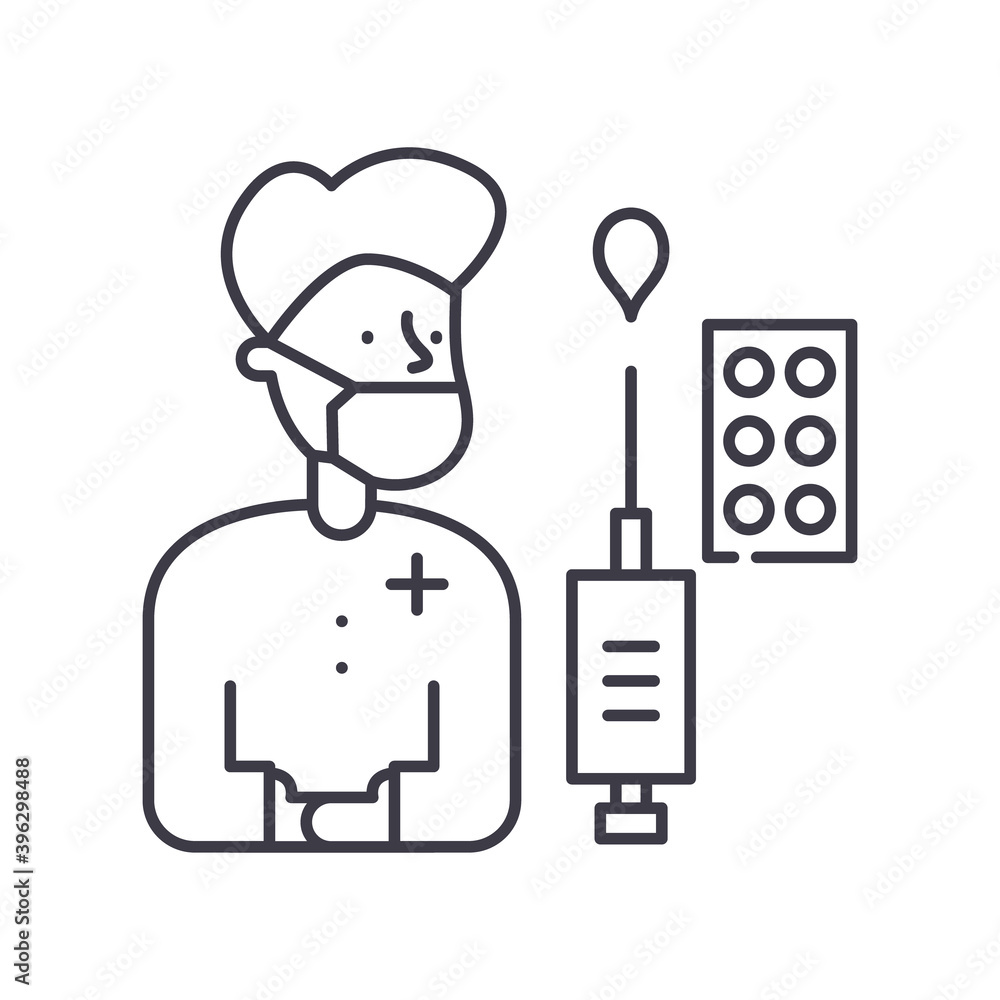 Healer icon, linear isolated illustration, thin line vector, web design sign, outline concept symbol with editable stroke on white background. Healer icon, linear isolated illustration, thin line vector, web design sign, outline concept symbol with editable stroke on white background.