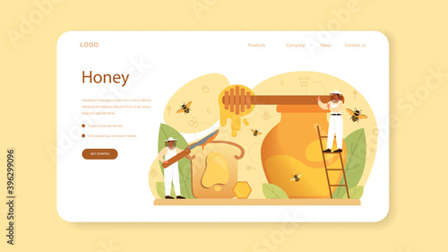 Hiver or beekeeper web banner or landing page. Professional