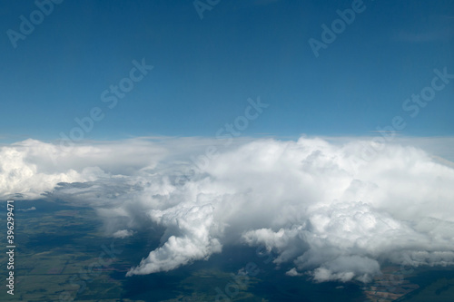 Top view of overcast clouds from aerial view
