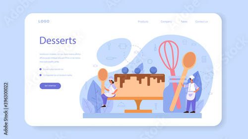 Confectioner web banner or landing page. Professional confectioner