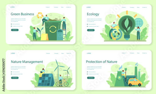 Obraz na plátne Ecology or eco friendly business web banner or landing page set